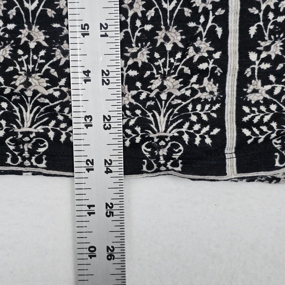 Lucky Brand Womens Black White Floral Woodblock Sleeveless Smocked Top 7W64682 L - Picture 5 of 11